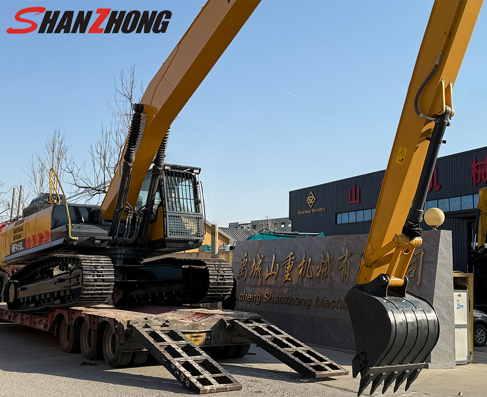 Long boom crawler excavator